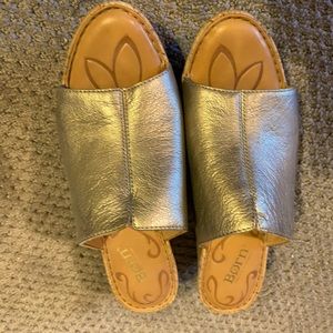 Born Size 9 Gold Wedge Sandals